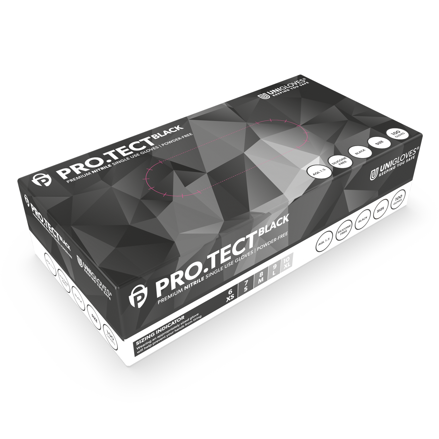 PRO.TECT svart nitril hanskeeske med 100 stk